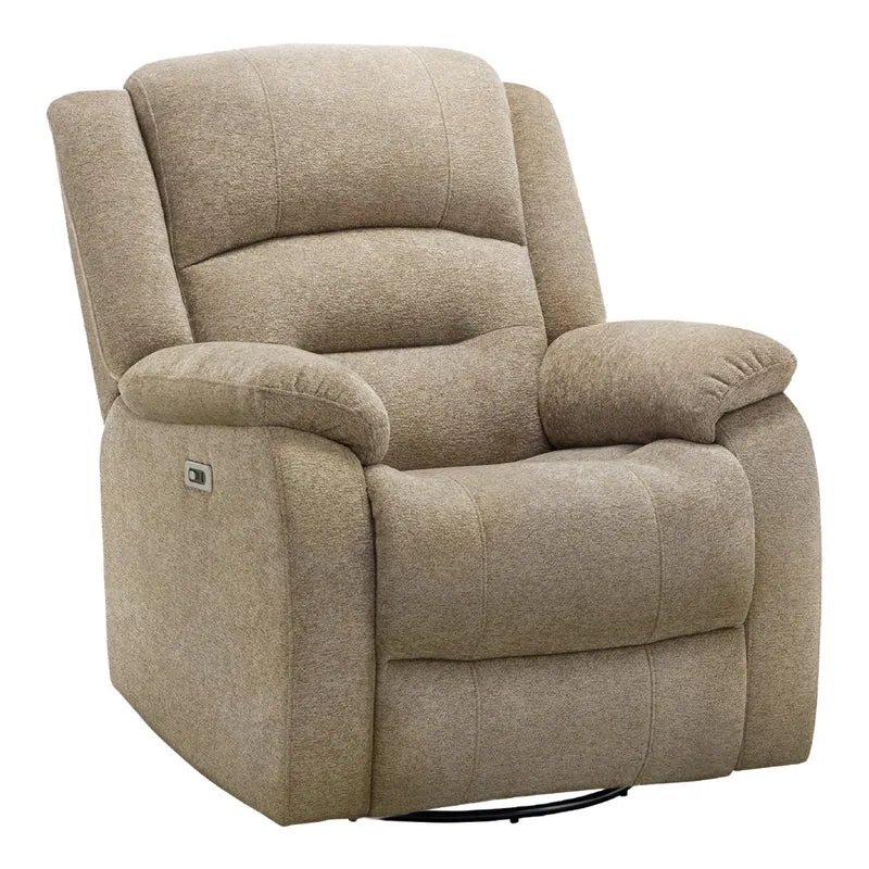 Fauteuil berçant, pivotant et motorisé en tissu avec port USB intégré