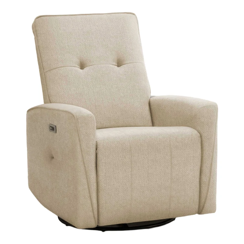 Fauteuil berçant, pivotant et motorisé en tissu avec port USB intégré