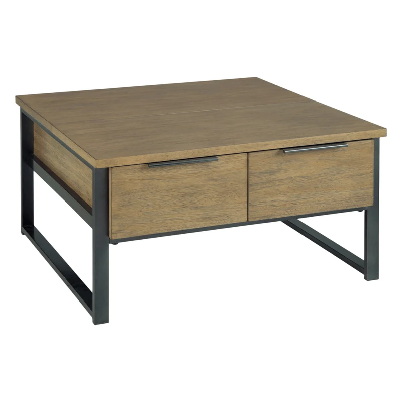 Table basse en placage/MDF brun clair avec plateau relevable - Montia
