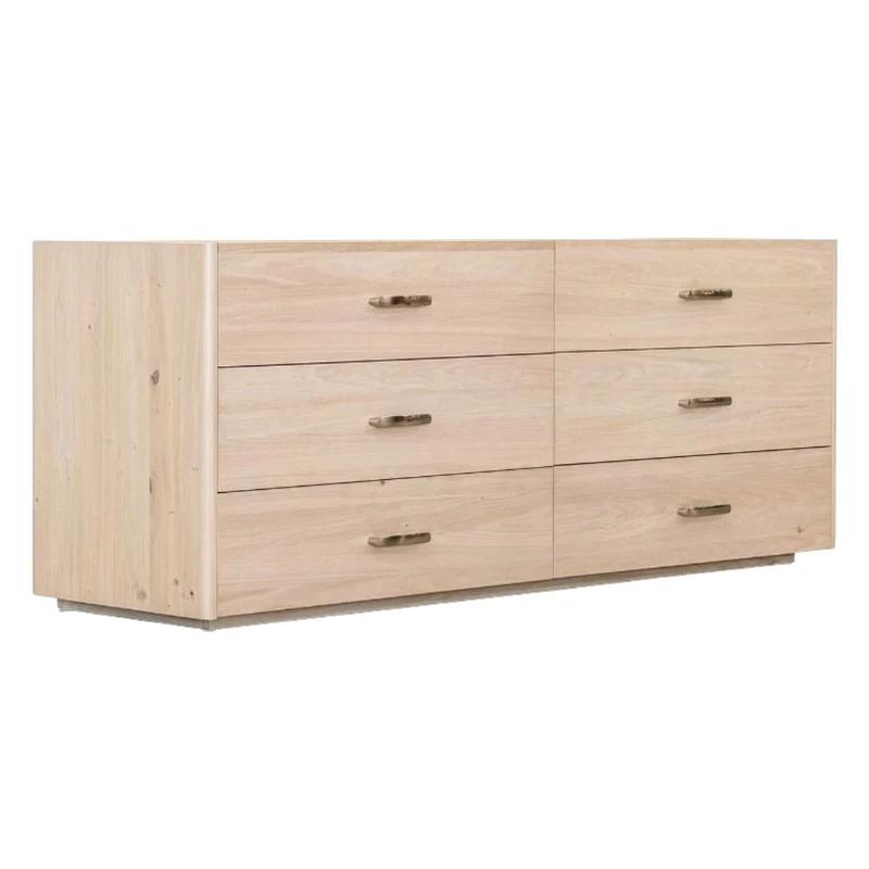 Bureau à 6 tiroirs en placage de chêne naturel - Samantha