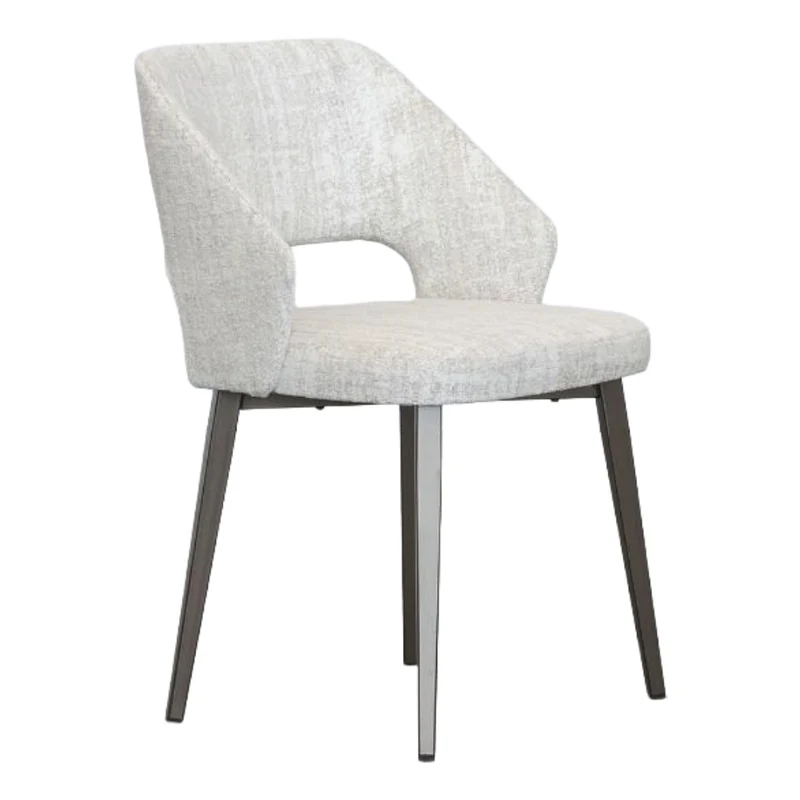 Chaise de salle à manger rembourrée en tissu blanc cassé - Lorna