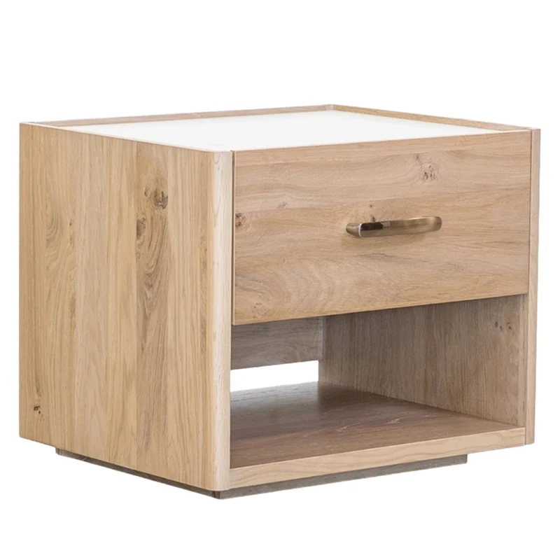 Table de chevet à 1 tiroir au placage en chêne naturel - Samantha