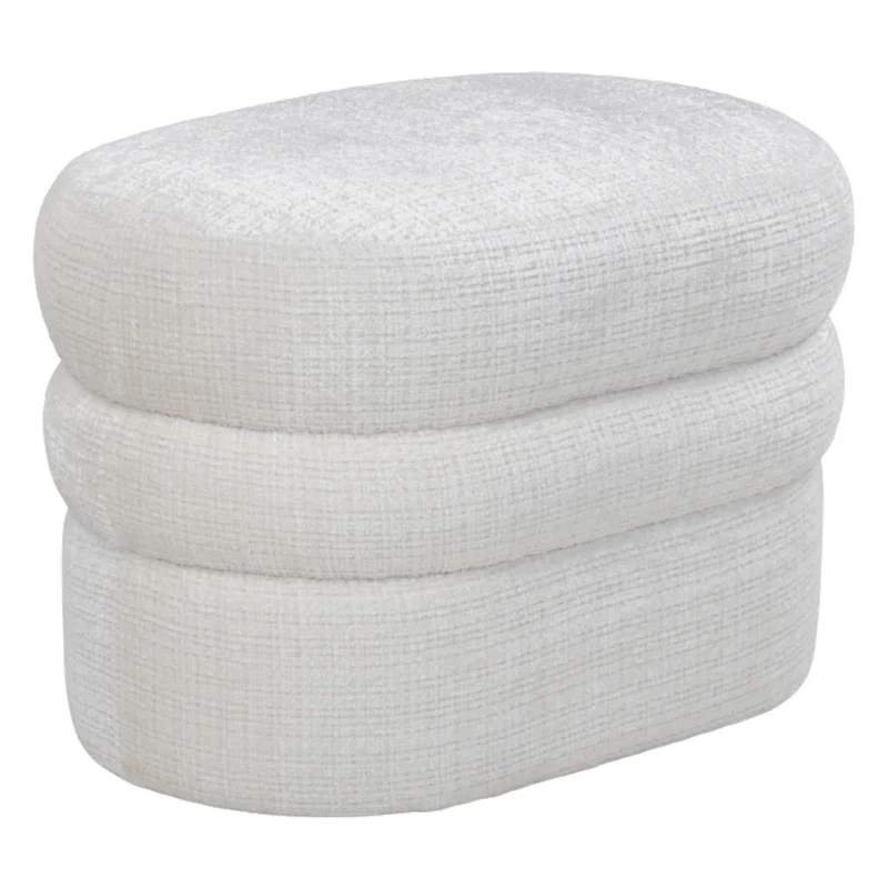 Ottoman en tissu blanc bouclé - Loft