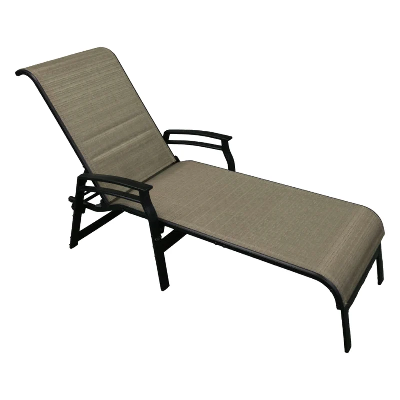 Chaise longue extérieure en tissu laiton avec une structure en aluminium noir - Kaza