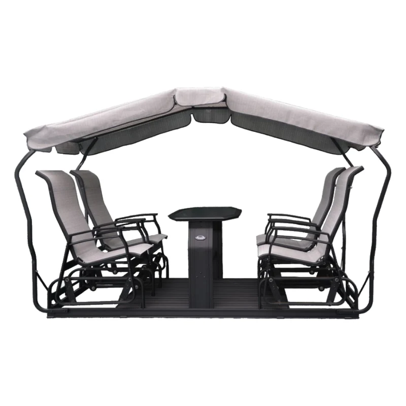 Balançoire indépendante 4 chaises en tissu avec une structure en aluminium - Kaza