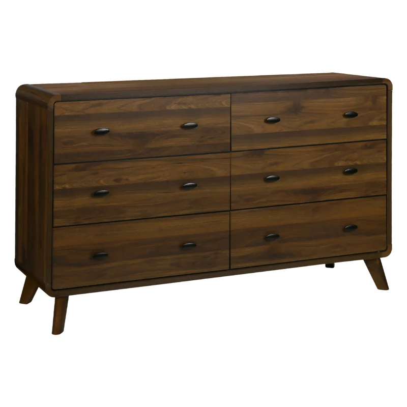 Bureau à 6 tiroirs en bois/MDF brun noyer - I 5231
