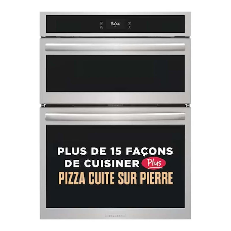 Four encastrable double combiné 30 po, 5,3 pi³ / 1,7 pi³ Inox avec Air Fry, Air Sous Vide et Cuisson pour pizza
