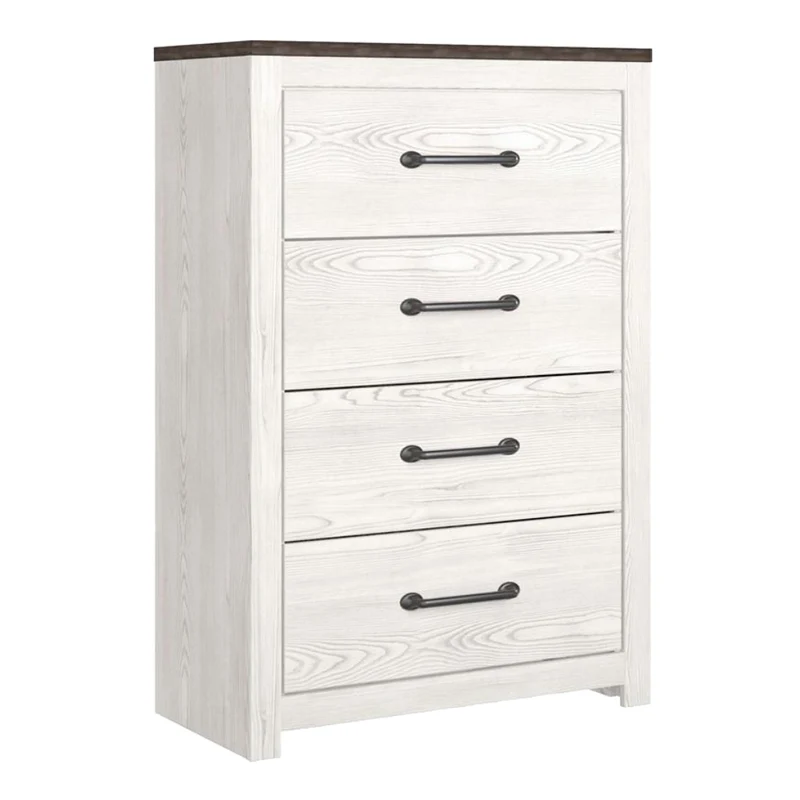 Commode à 4 tiroirs en bois/placage bicolore - Gerridan