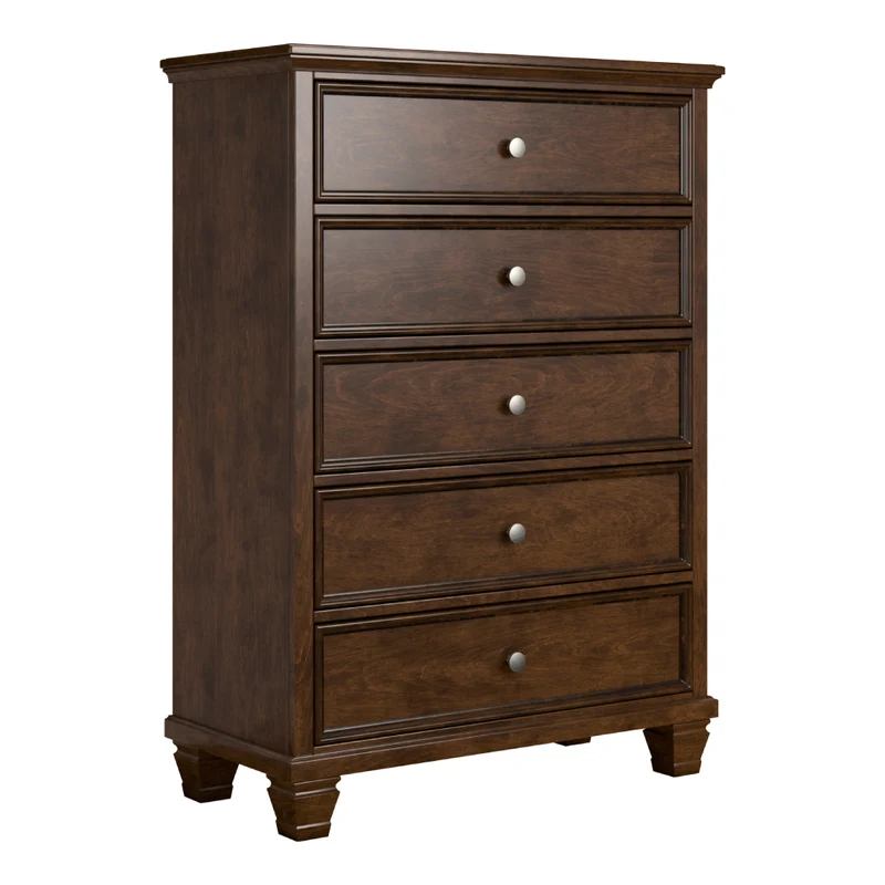 Commode à 5 tiroirs en bois/placage brun foncé - Danabrin