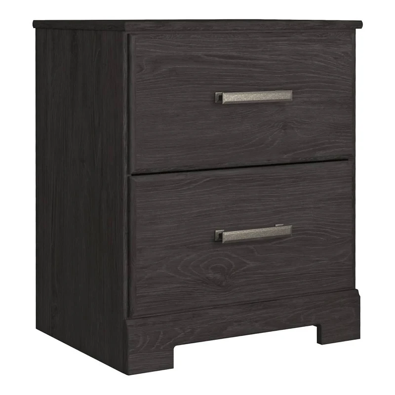 Table de chevet à 2 tiroirs en bois/placage noir - Belachime