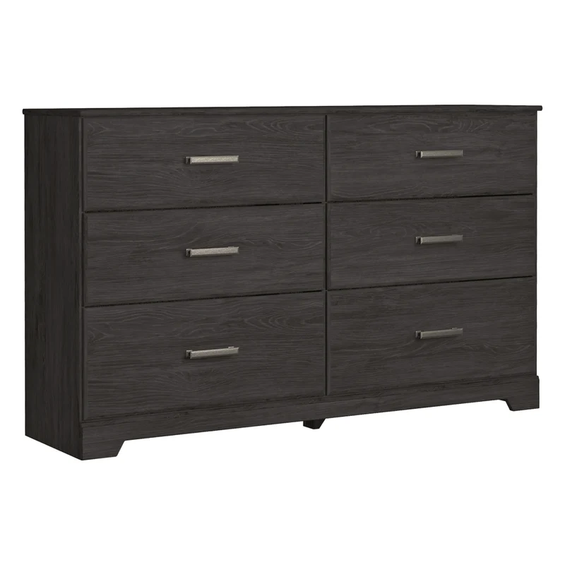 Bureau à 6 tiroirs en bois/placage noir - Belachime