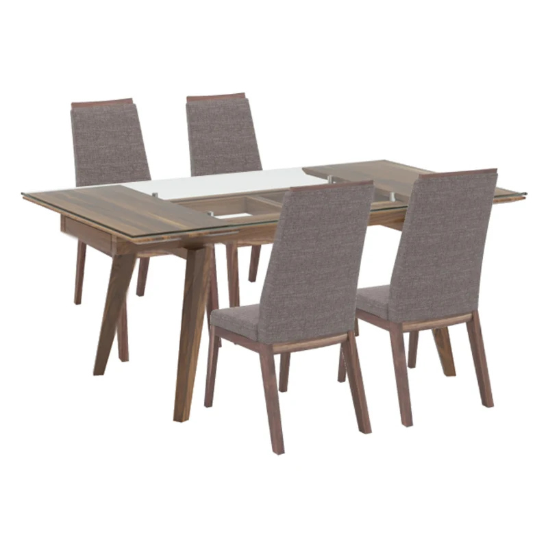 Ensemble de salle à manger avec 4 chaises rembourrées en tissu gris - Chai & Jane