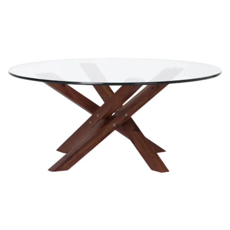 Table basse en verre trempé et en bois de frêne moka - Iso