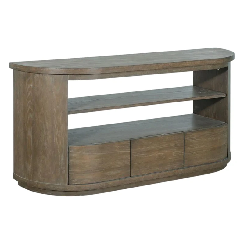 Table console en bois/placage de chêne brun grisâtre avec 3 tiroirs - Bosley
