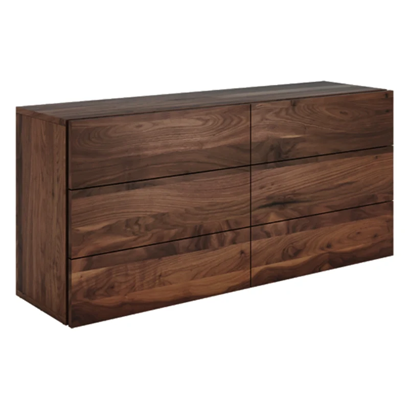 Bureau à 6 tiroirs en bois de noyer fumé - Ora