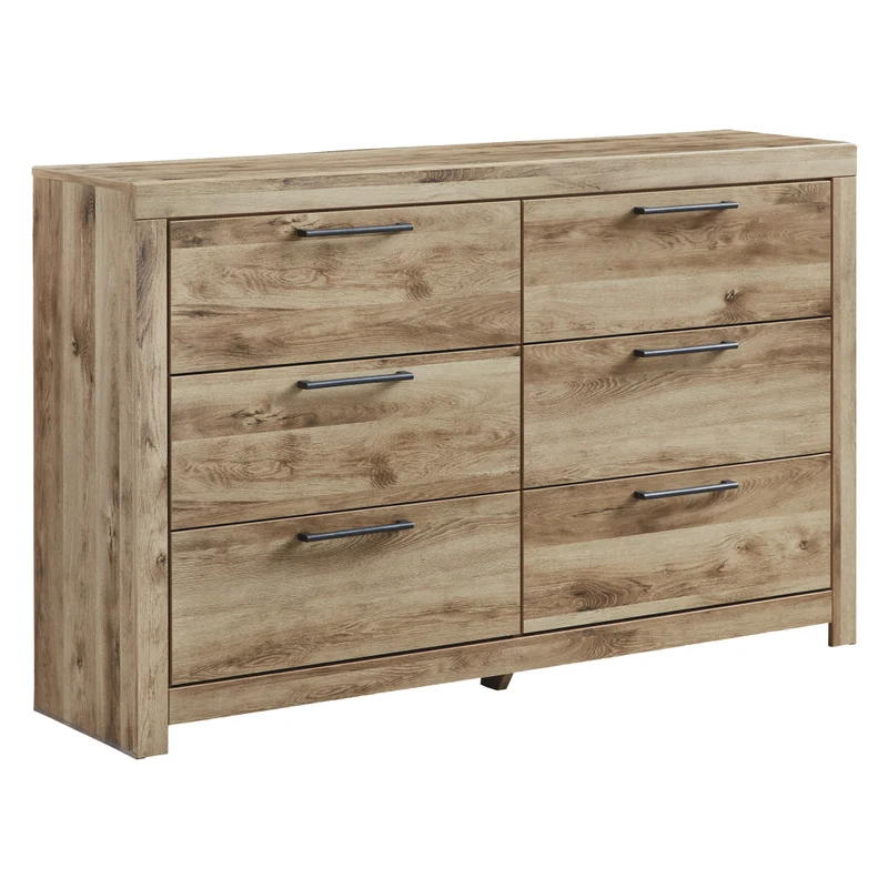 Bureau à 6 tiroirs en bois/placage brun clair - Hyanna