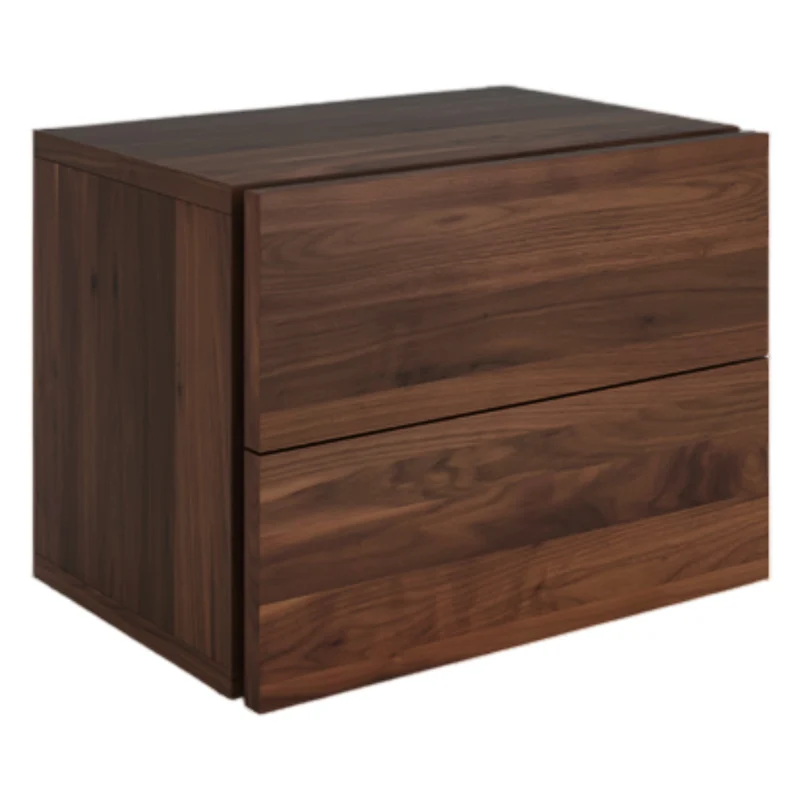 Table de chevet en bois de noyer fumé avec 2 tiroirs - Ora