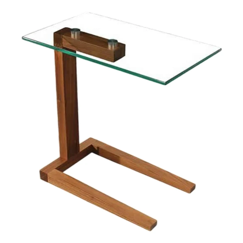 Table de bout en verre et bois de noyer - Clic