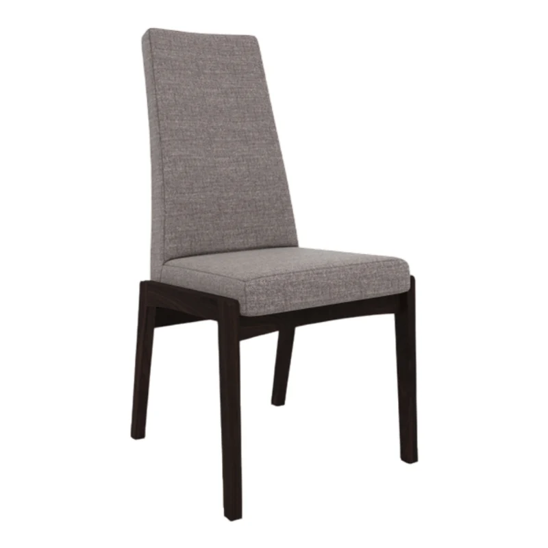 Chaise de salle à manger rembourrée en tissu gris et en bois de merisier - Sit