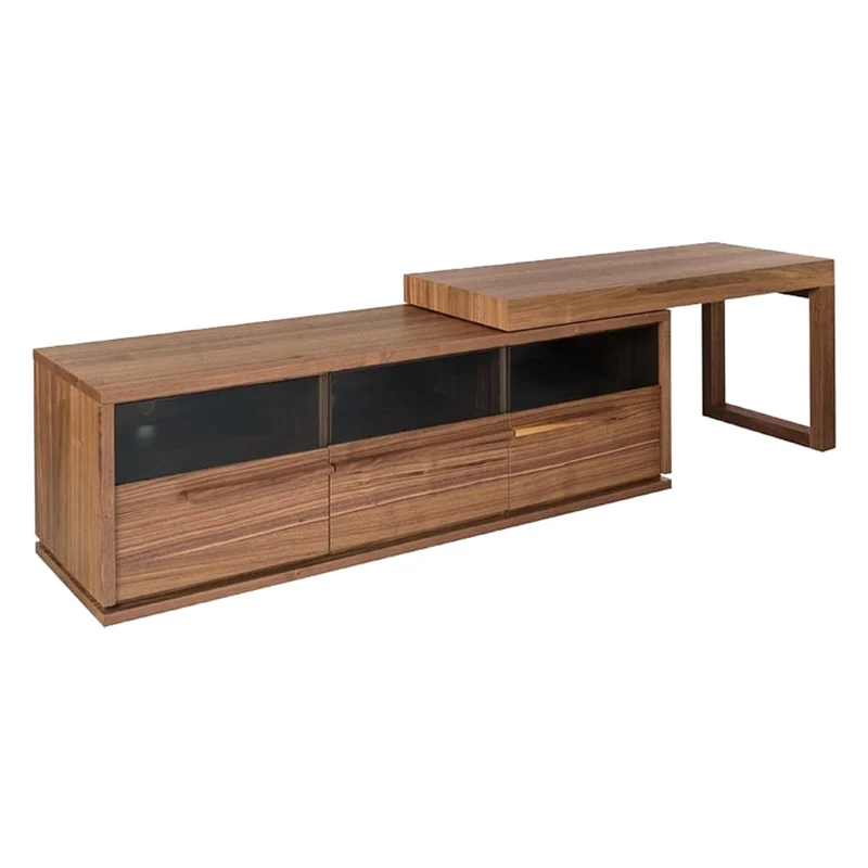 Meuble de télévision extensible en bois de noyer avec 2 portes & 1 tiroir - Will+ACC