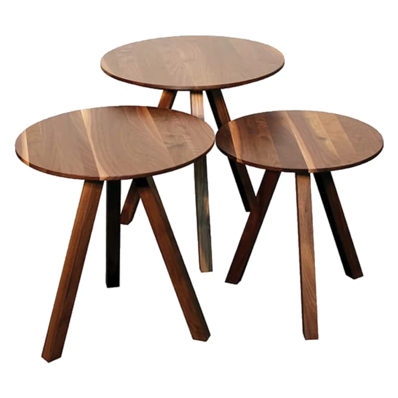 Ensemble de 3 tables gigognes en bois de noyer et frêne - Star