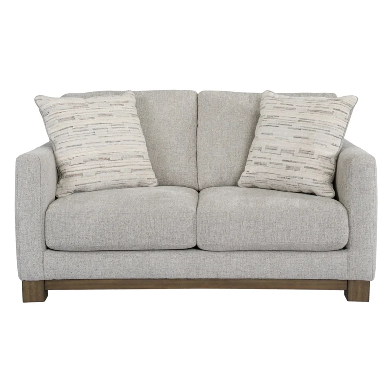 Causeuse en tissu gris pâle avec coussins - MarinaMae