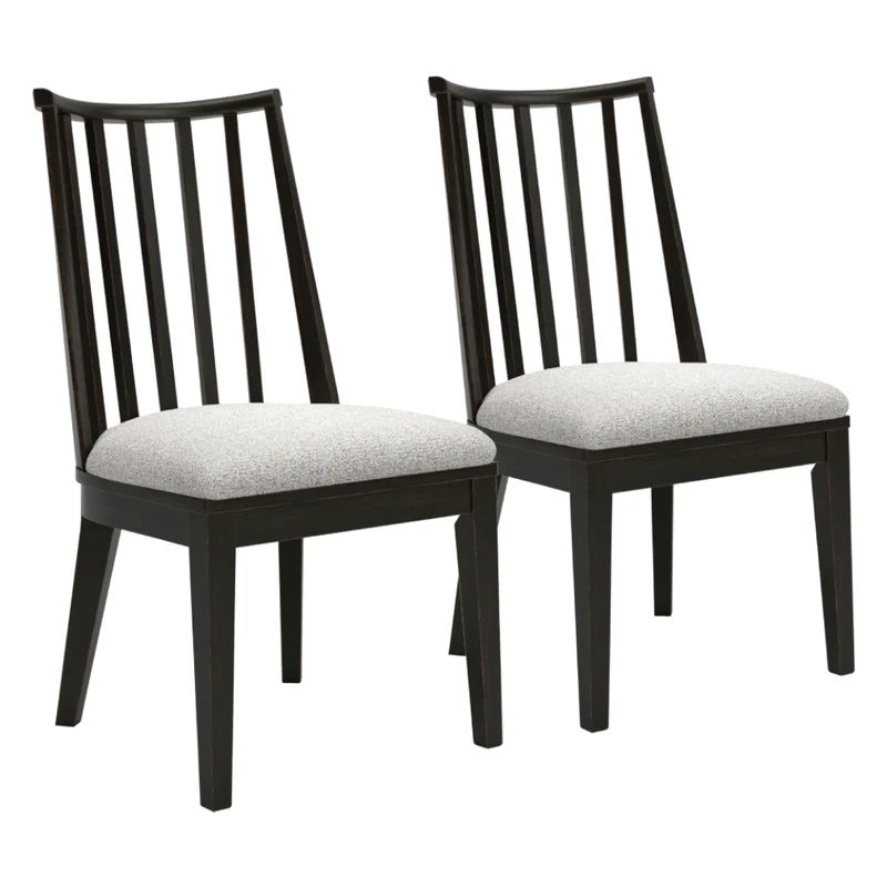 Ensemble de 2 chaises de salle à manger avec assise rembourrée en tissu beige pâle - Galliden