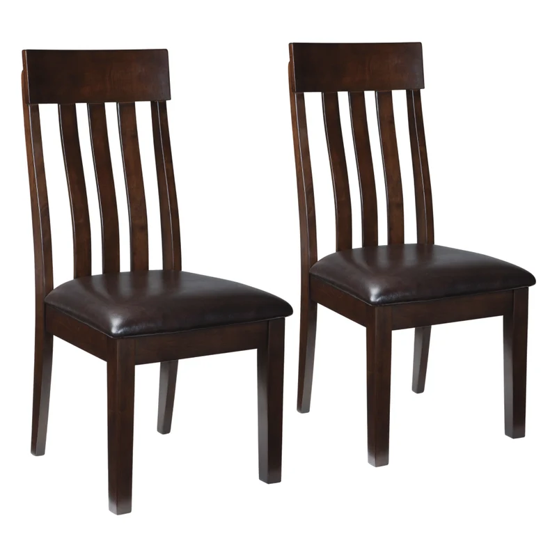 Ensemble de 2 chaises de salle à manger en bois avec assise rembourrée aspect cuir brun foncé - Haddigan