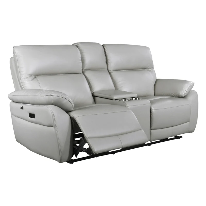 Causeuse inclinable motorisée en cuir avec console - Oakland