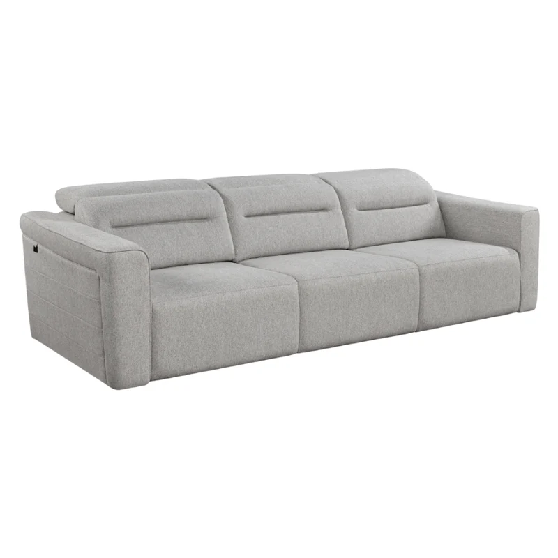 Sofa modulaire 3 pièces inclinable motorisé en tissu gris - Ibiza