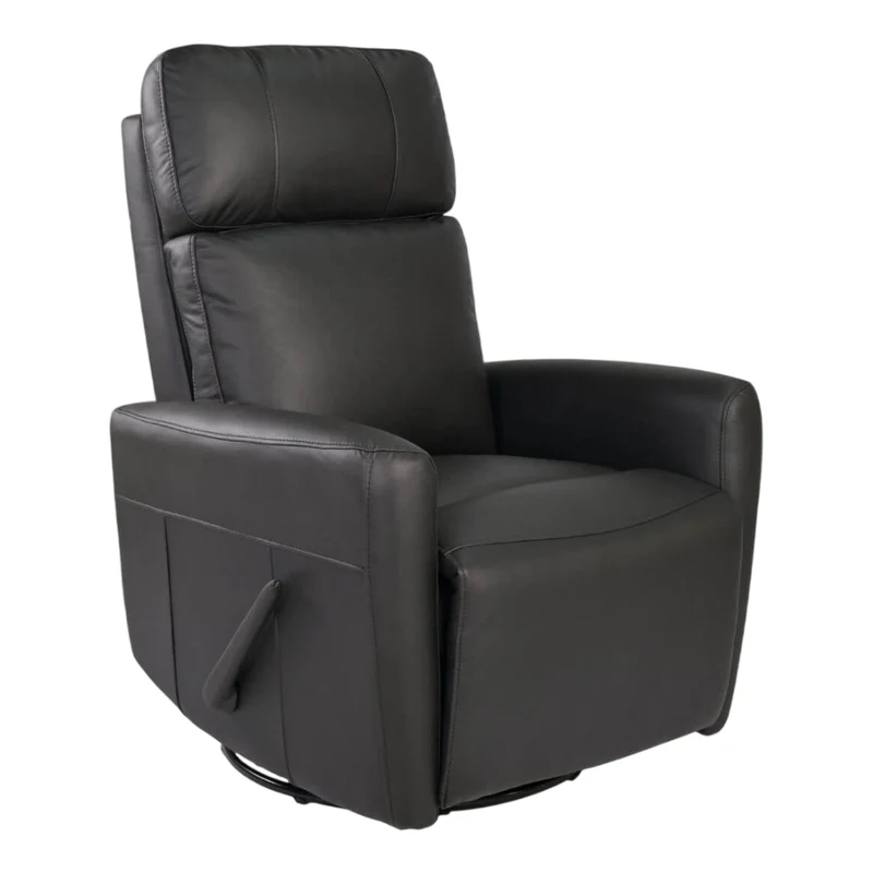 Fauteuil berçant, pivotant et inclinable en aspect cuir noir - Prague