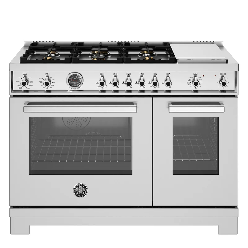 Cuisinière double biénergie 48 po, 4,6 pi³ / 2,4 pi³ avec plaque de cuisson intégrée - Série Professional