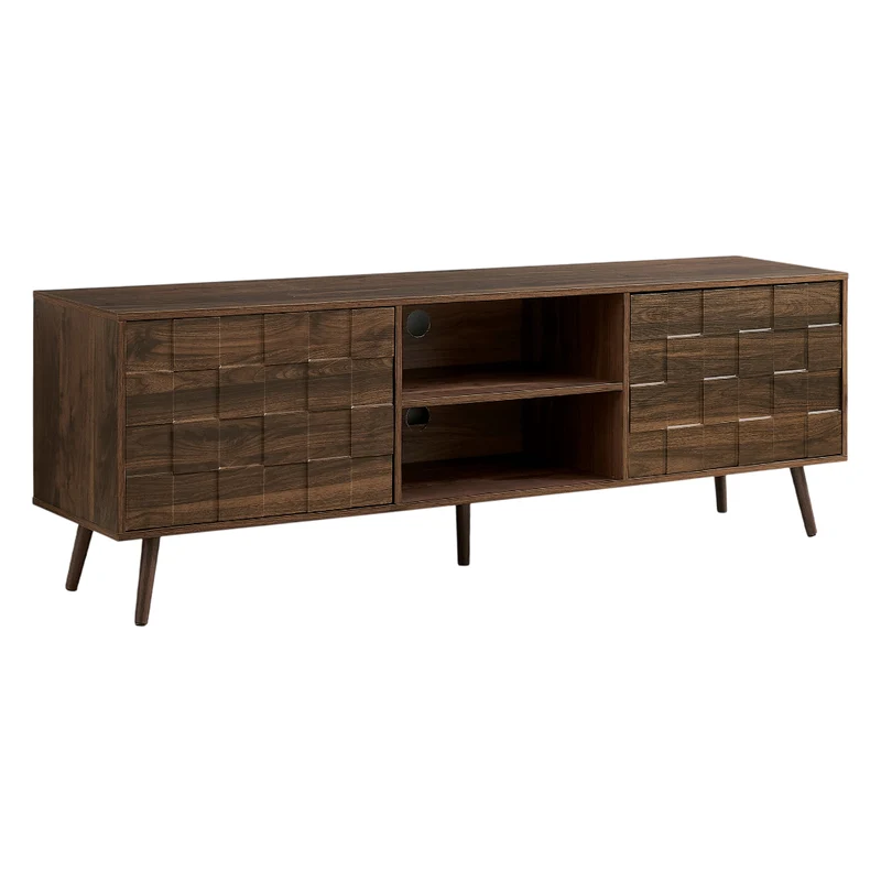 Meuble de télévision en bois/MDF noyer foncé avec 2 portes - I 2787