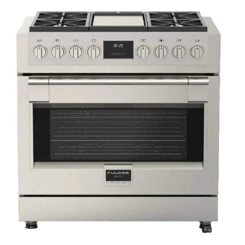 Cuisinière au gaz 36 po, 5,2 pi³ Inox avec Convection double et plaque de cuisson centrale - Sofia Pro