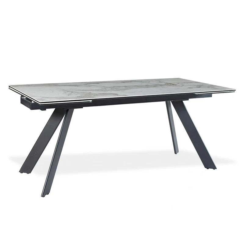 Table de salle à manger extensible en porcelaine/céramique et métal - Oliver