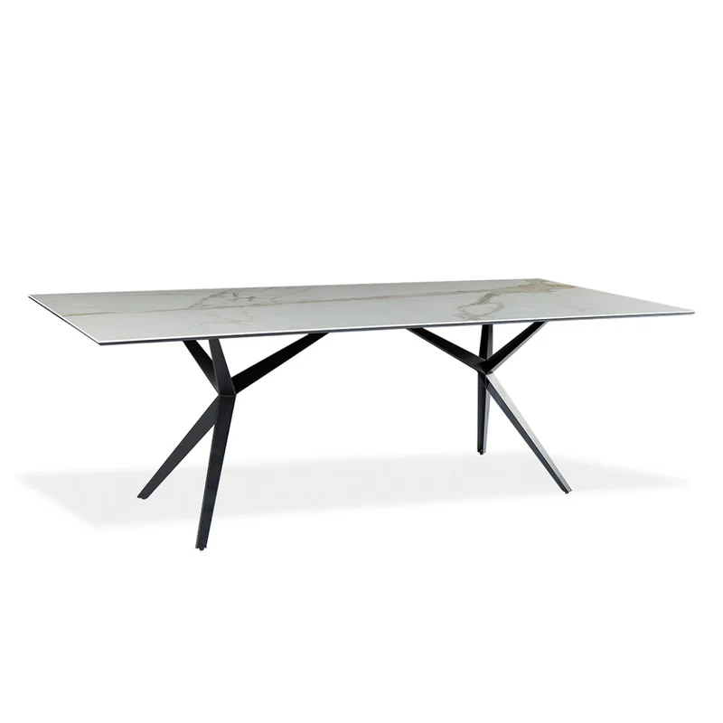 Table de salle à manger rectangulaire en céramique avec métal - Urby