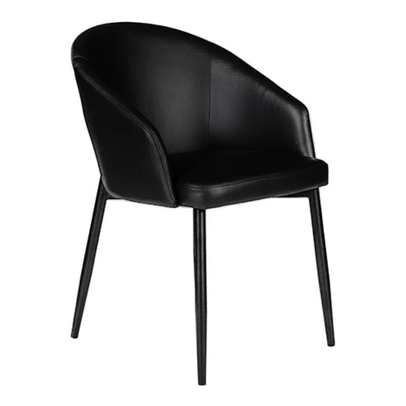 Chaise de salle à manger rembourrée en cuir avec accoudoirs - Emma