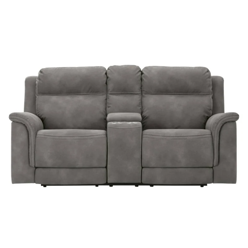 Causeuse inclinable motorisée zéro gravité en tissu gris avec console - Next-Gen Durapella