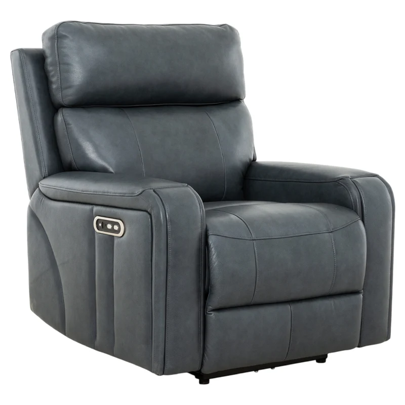 Fauteuil inclinable motorisé en cuir bleu - Cavron