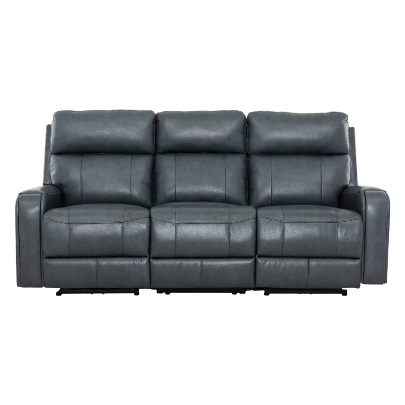 Sofa inclinable motorisé en cuir bleu - Cavron