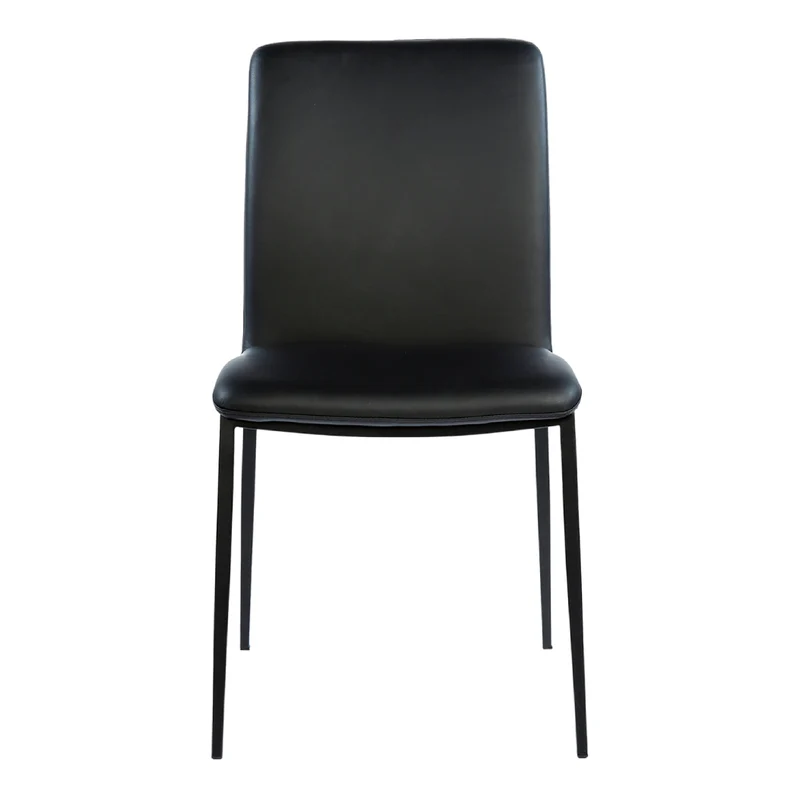 Chaise de salle à manger rembourrée en cuir et métal noir - Lana