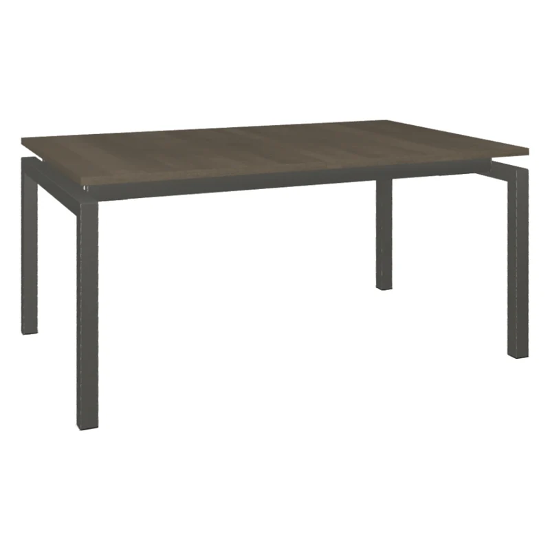 Table de salle à manger extensible en bois/placage de merisier gris mat - Zoom