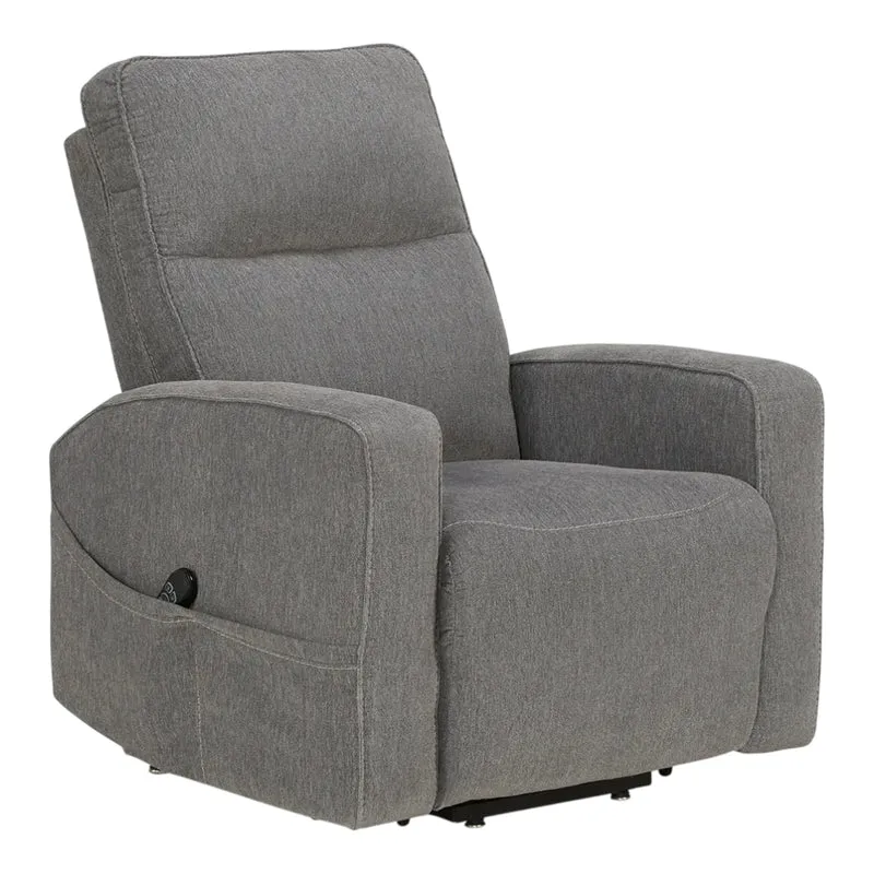 Fauteuil lève-personne inclinable motorisé en tissu gris avec siège chauffant et massant - Starganza