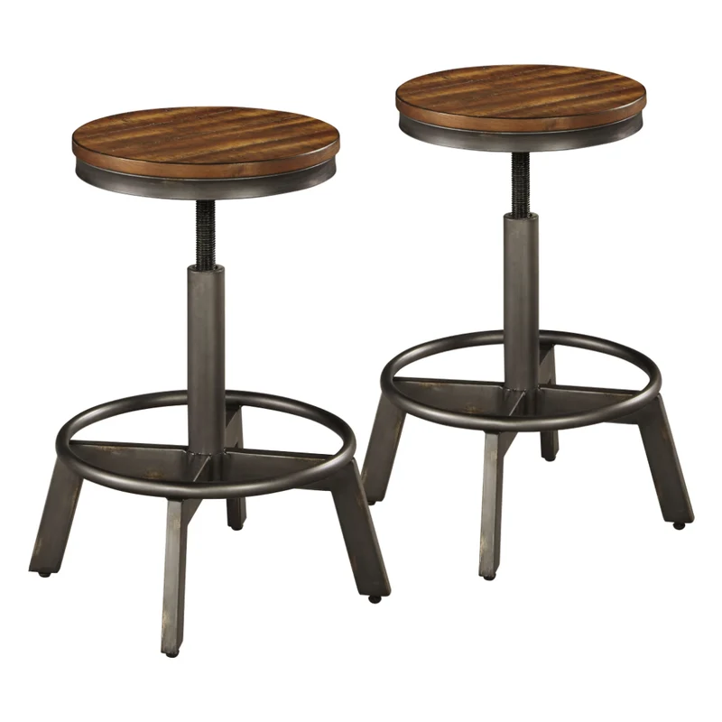 Ensemble de 2 tabourets de bar en bois pivotants et réglables en hauteur - Torjin