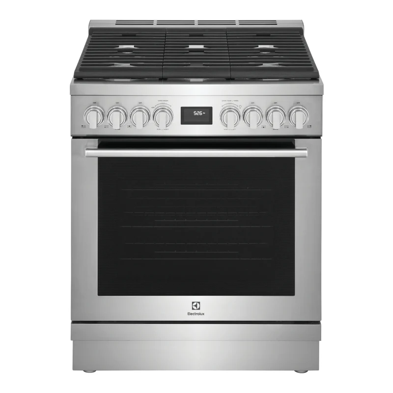 Cuisinière biénergie 30 po, 4,6 pi³ Inox avec Brûleurs scellés, Convection et Nettoyage à la vapeur
