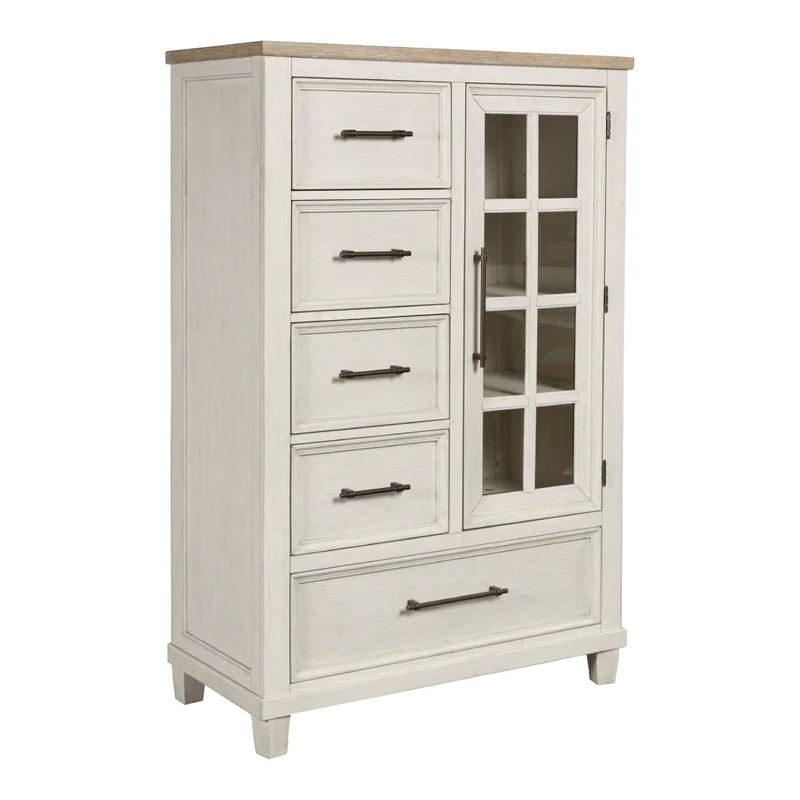 Commode à 5 tiroirs et 1 porte en bois/placage bicolore - Shaybrock