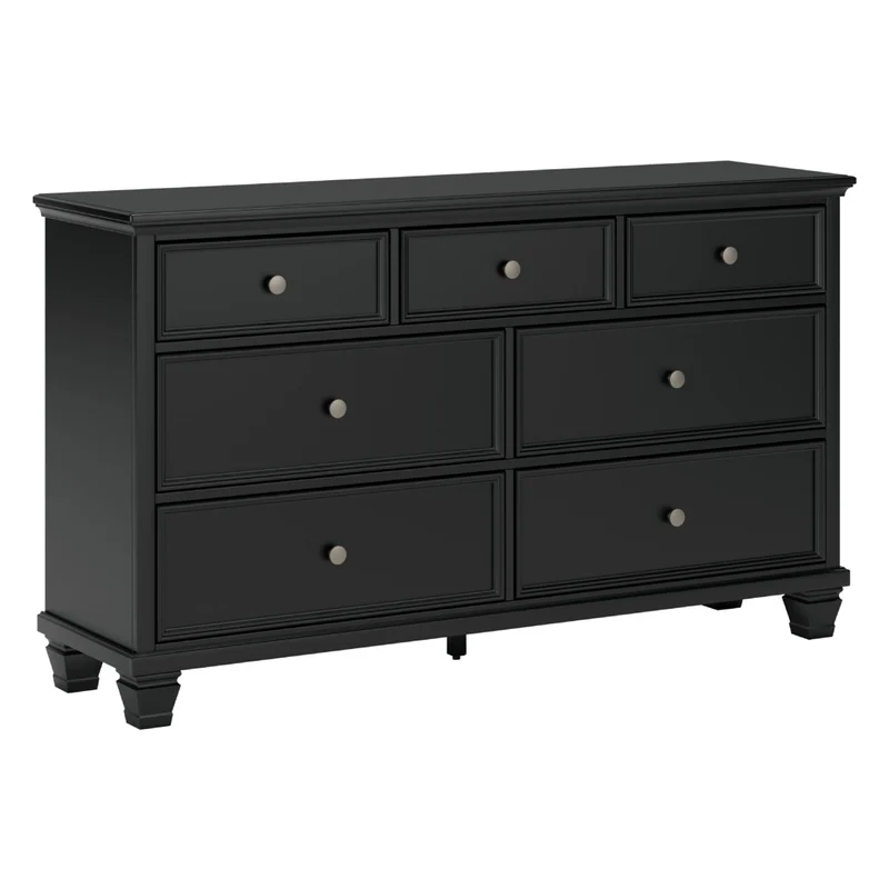 Bureau à 7 tiroirs en bois/placage noir - Lanolee