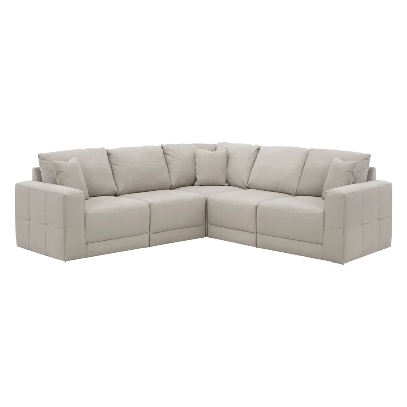 Sectionnel 5 pièces surdimensionné aspect cuir gris - Next-Gen Gaucho