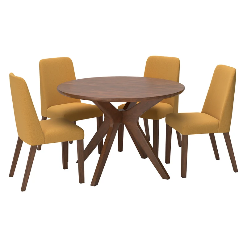 Ensemble de salle à manger avec 4 chaises rembourrées en tissu - Lyncott