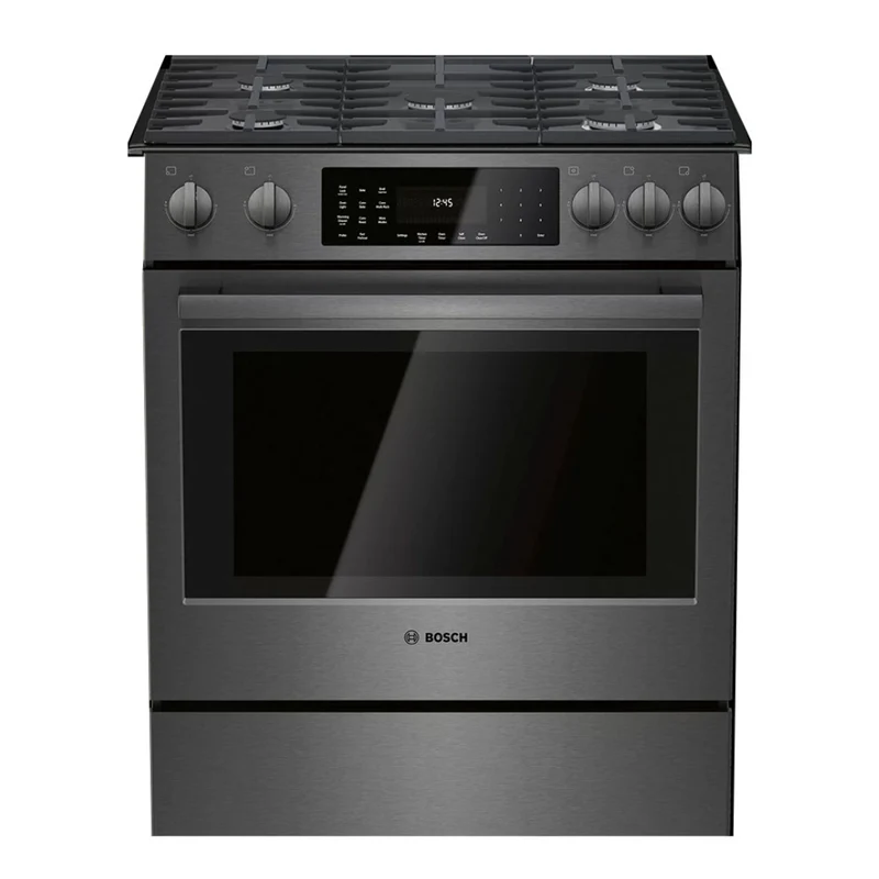 Cuisinière au gaz encastrable 30 po, 4,8 pi³ Inox noir Brûleurs scellés, Convection et Tiroir-réchaud - Série 800